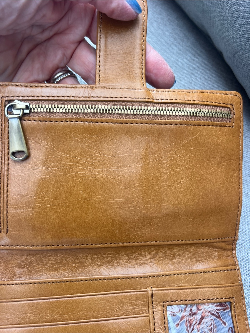 HOBO Cognac Leather Snap Wallet - Picture 3 of 7